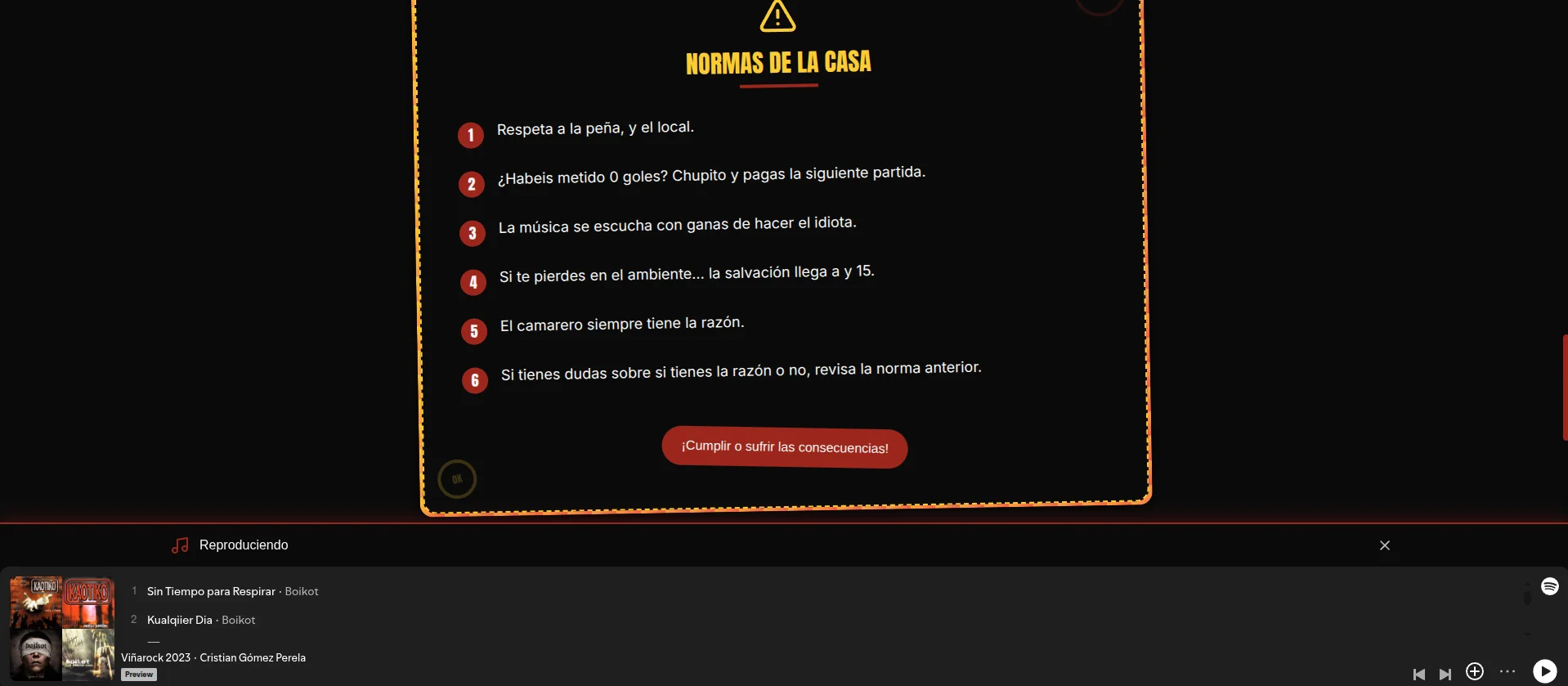 Función JukeBox dentro de ParROCKia