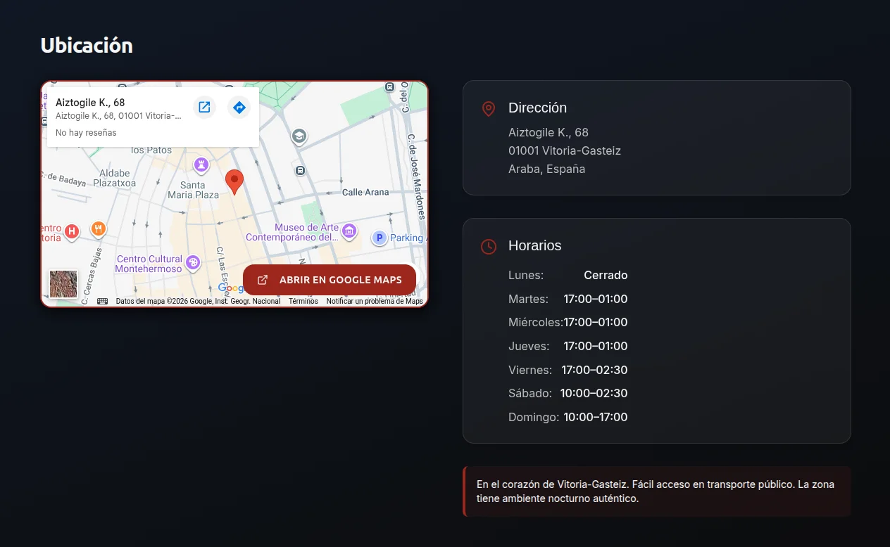 Bloque de ubicación e información útil de ParROCKia