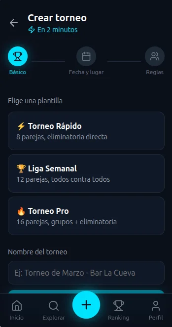 Pantalla de creación y configuración dentro de Turbolin